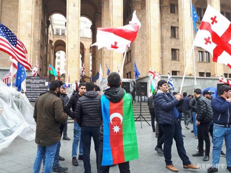Gürcüstan parlamentinin qarşısında azərbaycanlıların və gürcülərin birgə aksiyası - FOTO