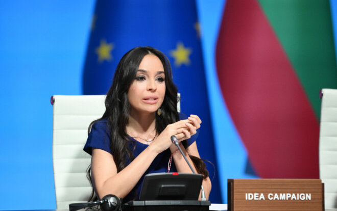 Leyla Əliyeva “Yaşıl enerji layihələri” sessiyasında çıxış etdi -